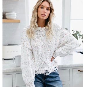 Vici Cottage Knit Distressed Confetti Sweater